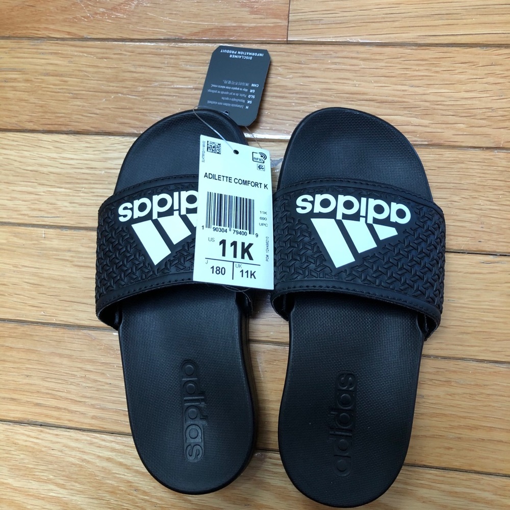 NWT kids adidas size 13 comfort slides.